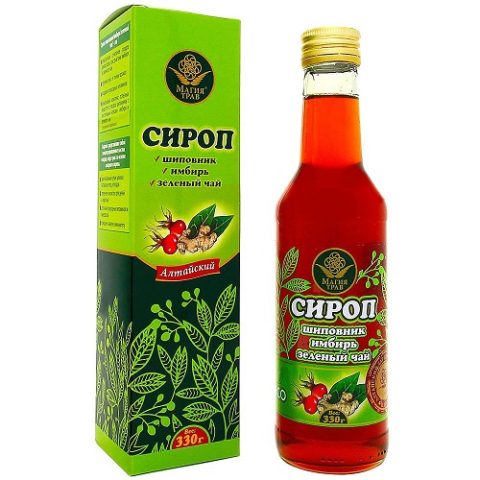 Сироп шиповник, имбирь, зелёный чай 330 мл